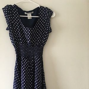 Navy blue and white polka dot dress. MUST GO
